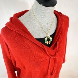 J. Jill Oversized Red Cotton Blend Hoodie Medium